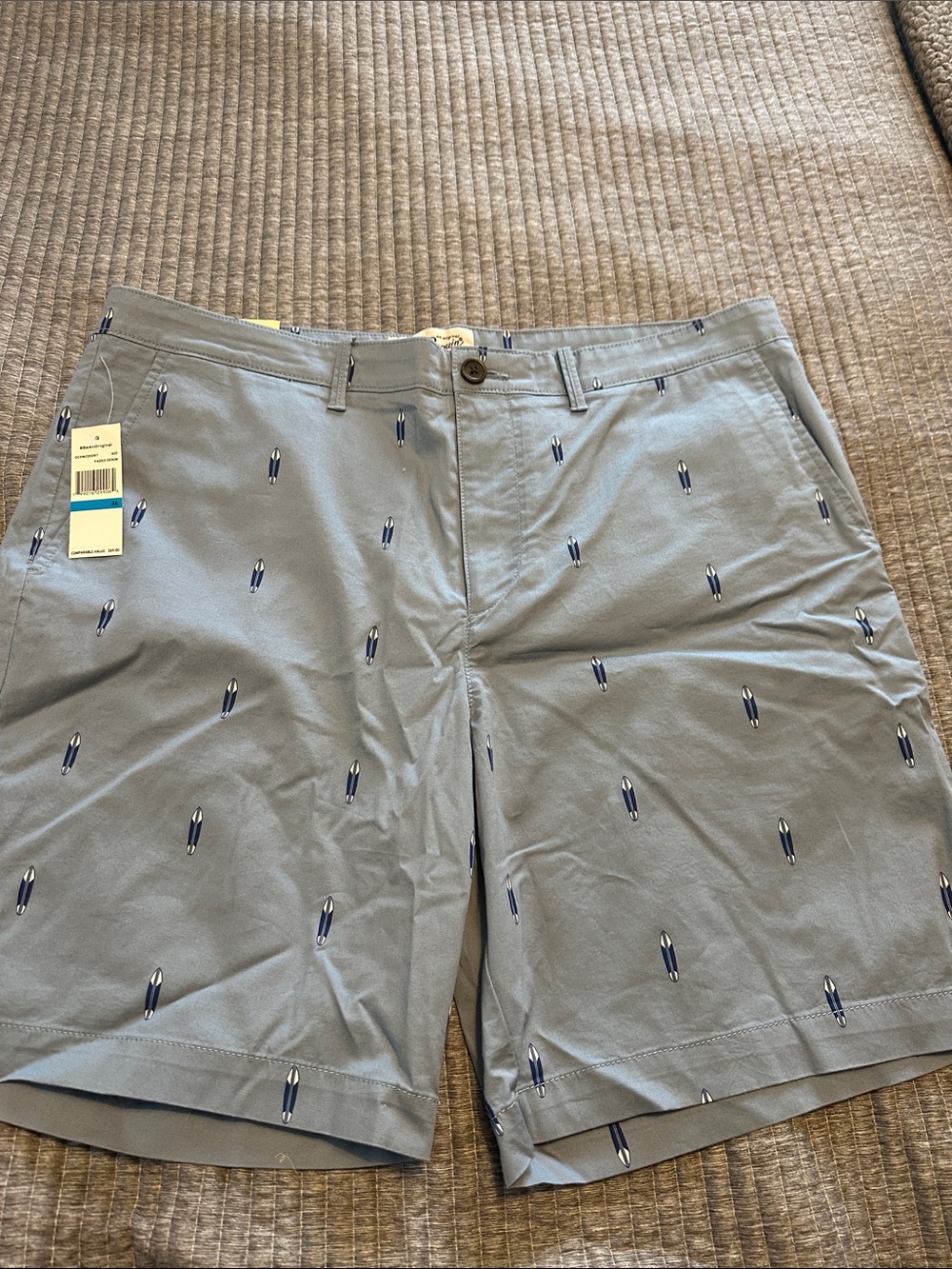 Original Penguin Light Blue Embroidered Surfboard Pattern Shorts